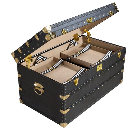 Черный кожаный столик-чемодан 5159