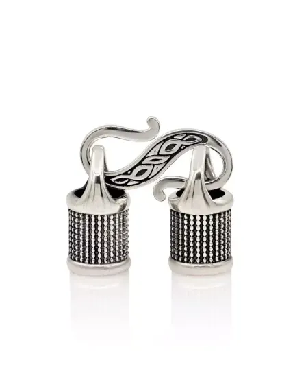 Фото замок для гайтана под шнур 5 мм серебро в сборе из 3х деталей.