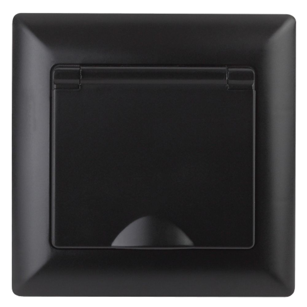 Розетка Intro Solo 4-203-05 с заземлением 2P+E Schuko с крышкой, 16А-250В, IP20, СУ, антрацит | Intro Solo