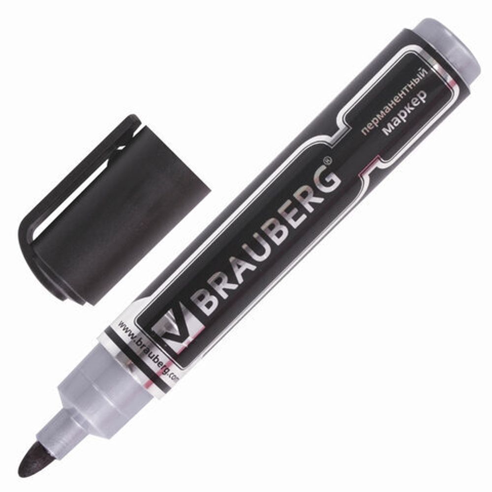 Маркер перманентный (нестираемый) BRAUBERG "Neo", ЧЕРНЫЙ, утолщенный круглый наконечник, 5 мм, 150480