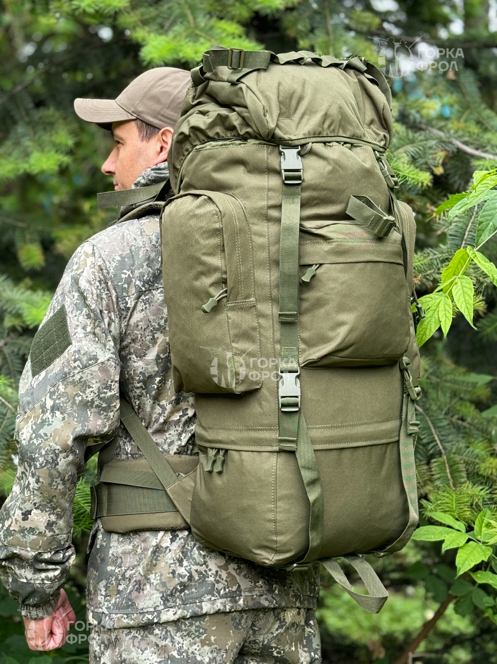 Рюкзак тактический Grizzly 75 л Cordura 500D олива