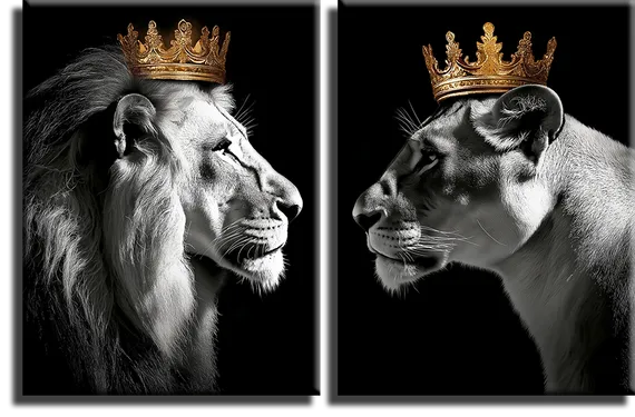 Модульная картина "Львица и лев"