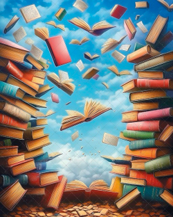 Летающие книги №1 - фон неопреновый