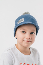 Шапка трикотажная (Синий меланж) с козырьком