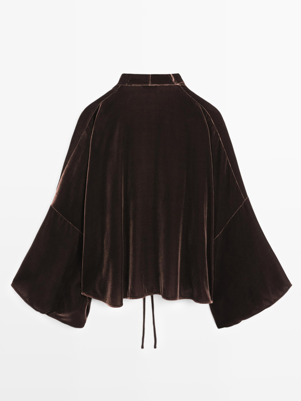 Massimo Dutti Бархатное кимоно с шарфом, коричневый