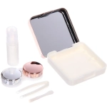 Набор для хранения контактных линз «МАРЦИПАН», с зеркалом, цвет розовый, 6.3*6.2*3.2см, (пакет с подвесом)