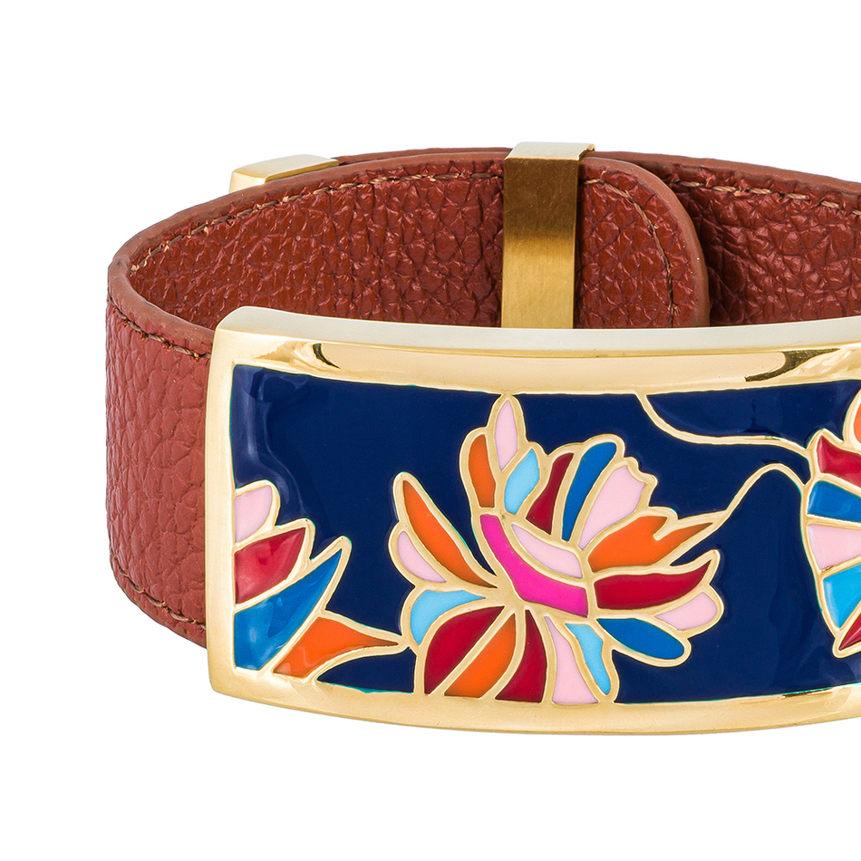 Браслет Fiore Luna на коричневом кожаном ремешке CB13599-9