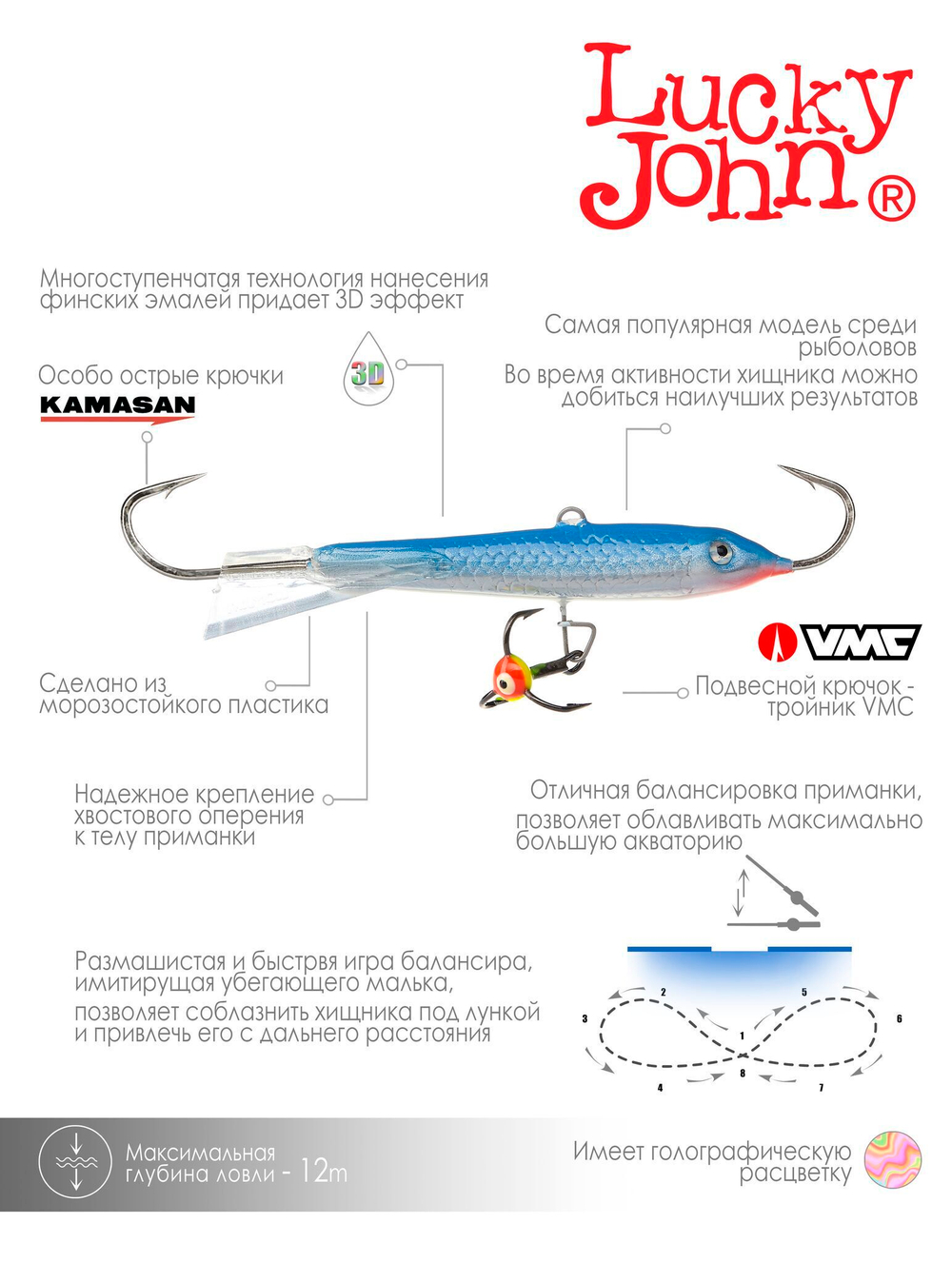 Балансир Lucky John CLASSIC 7 с тр. 70мм/15H блистер
