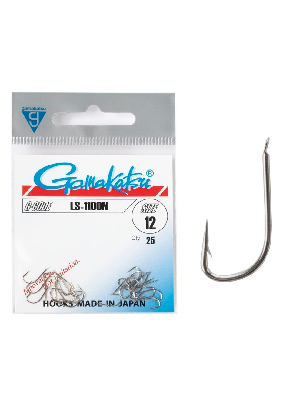 Крючки Gamakatsu LS-1100N HOOKS NICKEL размер 12 (упк.25шт.)