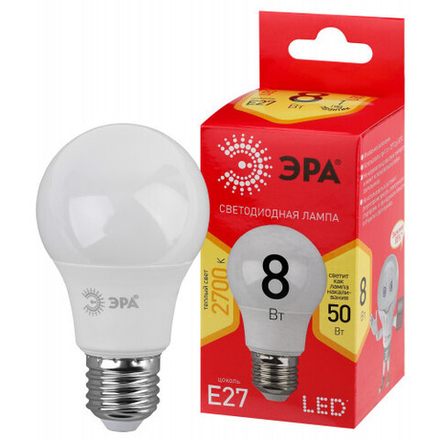 Лампочка светодиодная ЭРА RED LINE LED A55-8W-827-E27 R Е27 / E27 8 Вт груша теплый белый свет