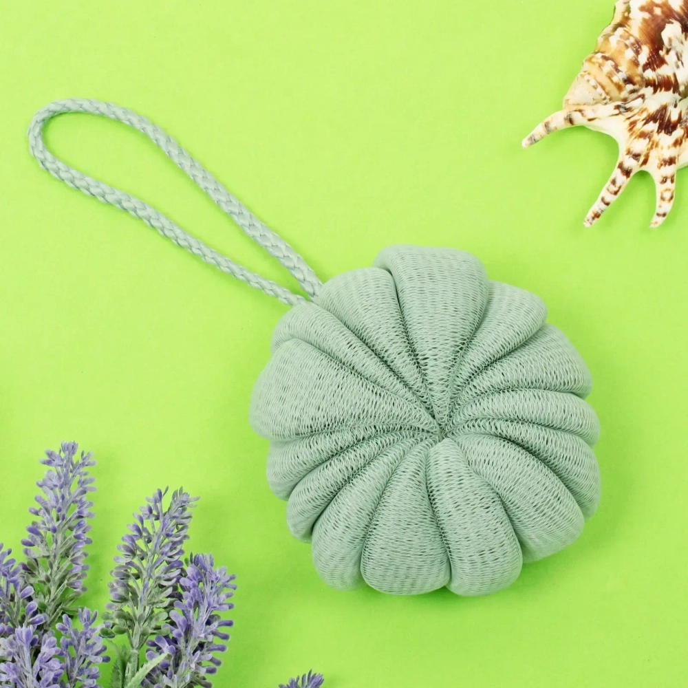 Мочалка нейлоновая «Premium - Paradise», цвет мятный, D-10см, 50гр (зип пакет и наклейка Ultramarine)✦