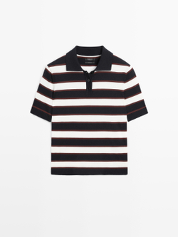 Massimo Dutti Свитер с воротником поло, темно-синий