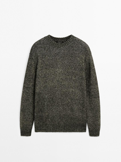 Massimo Dutti Меланжевый свитер из смесового хлопка, маренго