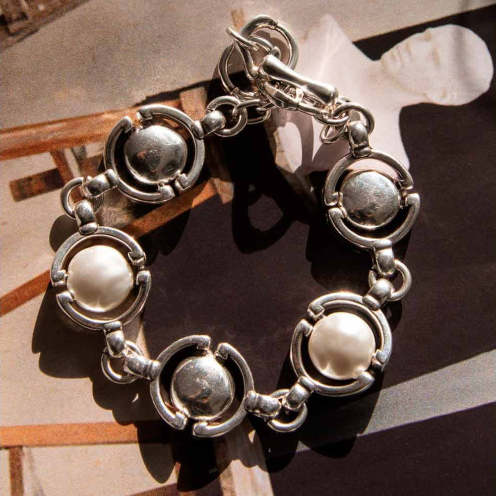 Браслет Ciclon Classique металлический с жемчугом Swarovski C211110-40-0 BW/S