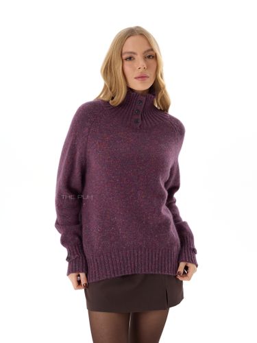 Фиолетовый шерстяной свитер с цветным люрексом