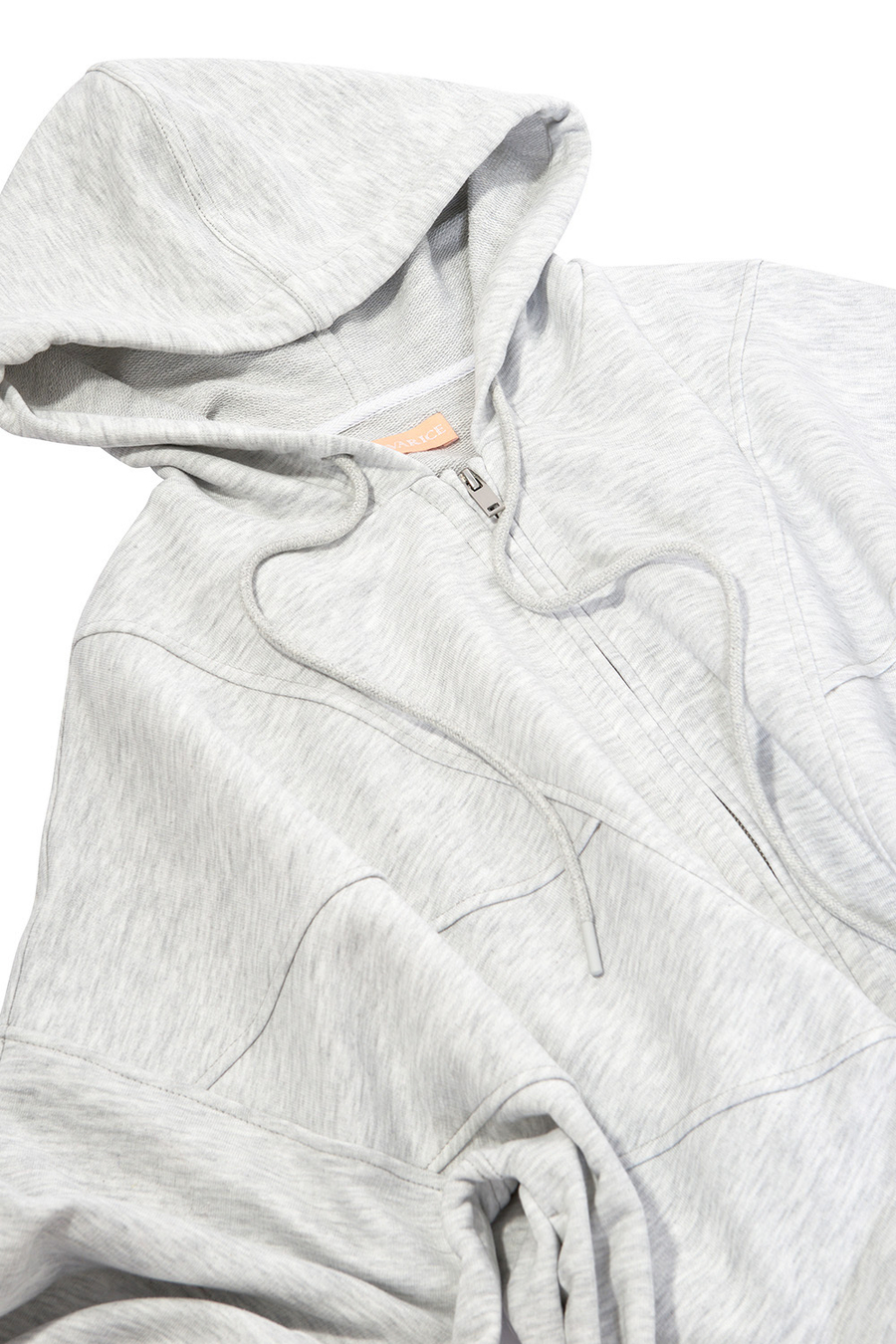 Толстовка с рельефными швами Светло-серый меланж
