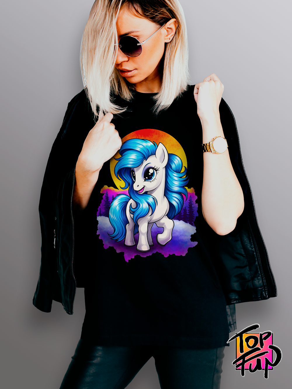 Футболка Лошадка с синей гривой