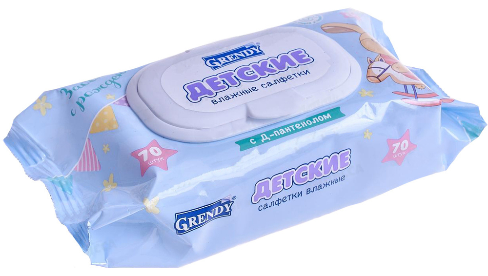 АВАН.ВЛАЖНЫЕ САЛФЕТКИ GRENDY 70ШТ ДЕТСКИЕ С ПАНТЕНОЛОМ 4175