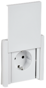 FORTE&PIANO Розетка 1-местная с заземлением с защитными шторками и крышкой безвинтовое крепление 16А IP44 FP219 белый IEK