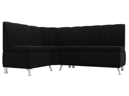 Диван кухонный угловой Кантри левый угол, Черный, Микровельвет, 29450L