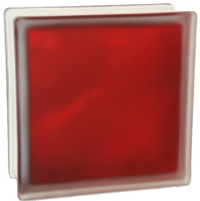 Стеклоблок полуматовый красный (матовый с одной стороны) Vitrablok  19x19x8 окрашенный изнутри