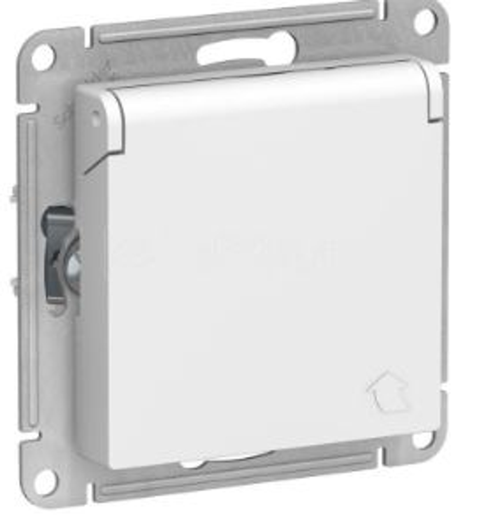 Розетка 1-м СП AtlasDesign 16А IP20 с заземл. защ. шторки с крышкой механизм бел. SE ATN000146