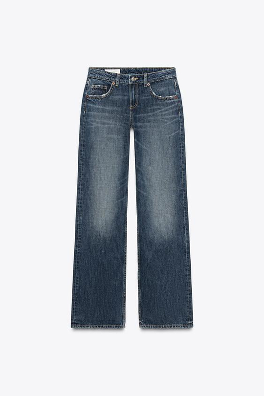 ZARA ДЖИНСЫ TRF WIDE LEG С НИЗКОЙ ПОСАДКОЙ, СИНИЙ