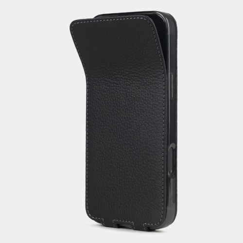 Кожаный чехол для iPhone 16 Pro Max, теленок черного цвета