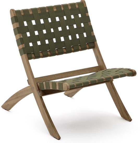 Складное кресло Chabeli из массива акации и шнура зеленого цвета La Forma Испания 