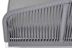 "Канны" левый модуль плетеный из роупа, каркас алюминий белый шагрень, роуп светло-серый круглый, ткань светло-серая