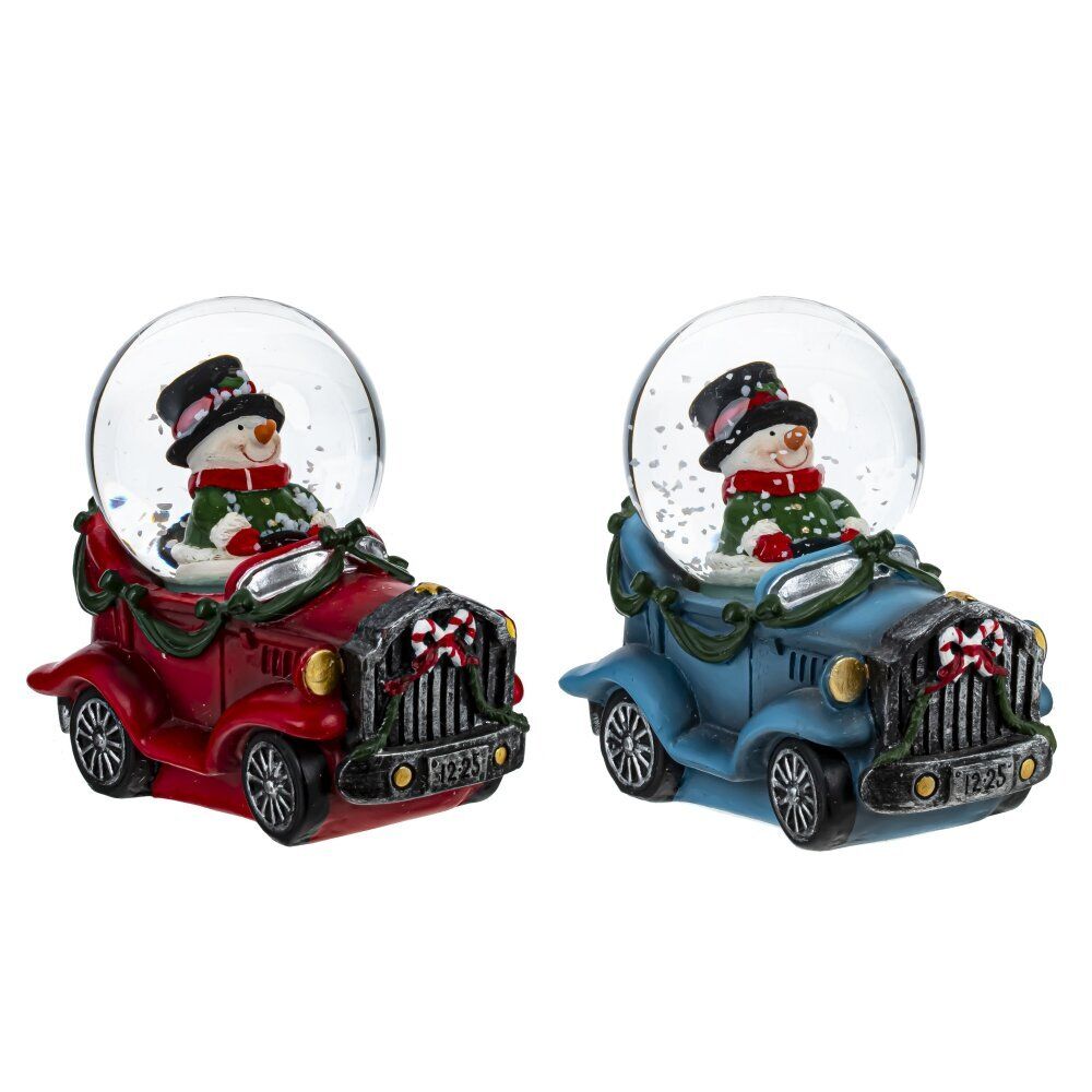 GAEM Фигурка декор в стекл шаре "Снеговик на машине", D4,5 см, L8 W4,5 H7,5 см, 2в.