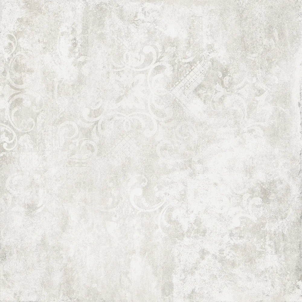 Керамогранит Alma Ceramica GFU6060TTM17R Totem 60x60 белый / серый светлый глазурованный матовый / противоскользящий под бетон / с орнаментом