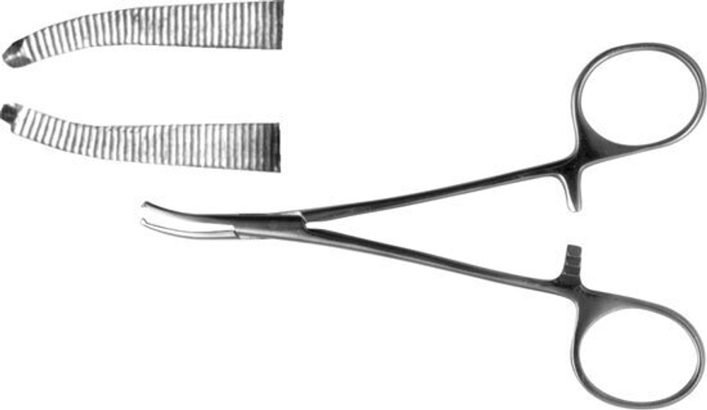 ТМ- З-119 Зажим к/о 1х2 зубый, зубчатый изогнутый по ребру д/новор., 125 мм (НОВОЕ ИСПОЛНЕНИЕ)