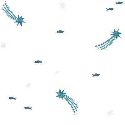 Рыбы и звезды на белом фоне