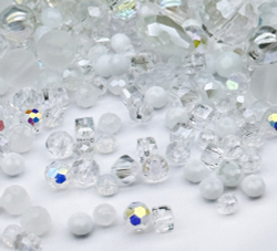 МБ-1 Хрустальные бусины, форма: МИКС, цвет: Белый, 25 гр.