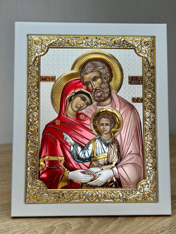 Св. Семейство, икона прямоугольная с рамкой, белое дерево, эмаль 210х260
