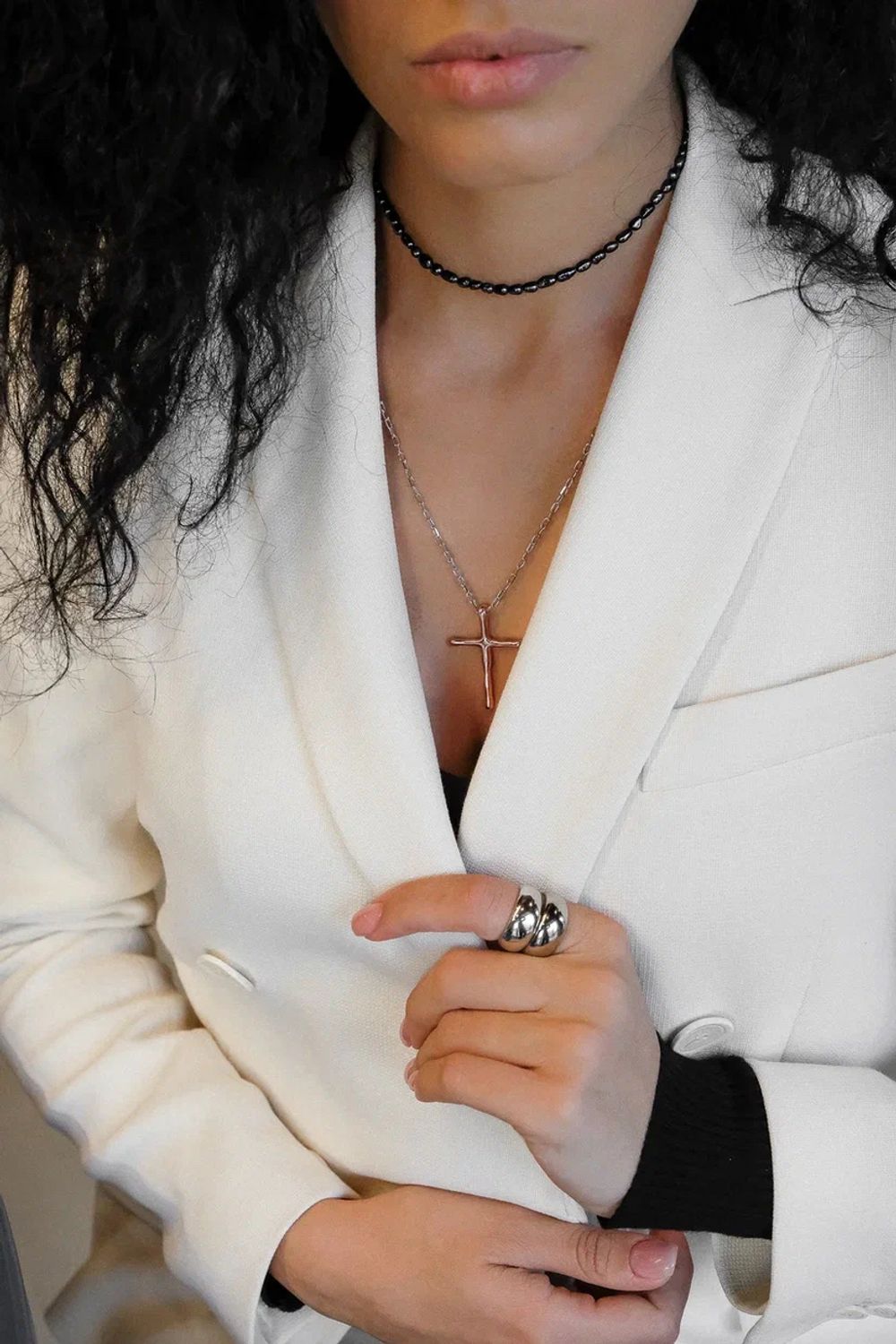 Чокер Северное сияние с культ. жемчугом в форме риса