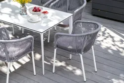 "Малага" обеденный стол из HPL 140х80см, цвет молочный, каркас белый