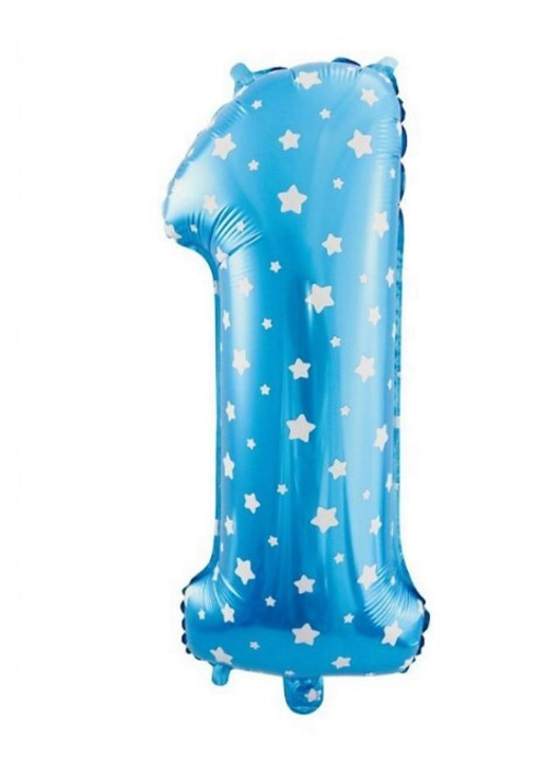 Шар цифра №1 Голубой со звездами