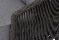 "Верона" кресло плетеное из роупа, каркас алюминий темно-серый (RAL7024) муар, роуп темно-серый круглый, ткань темно-серая 027