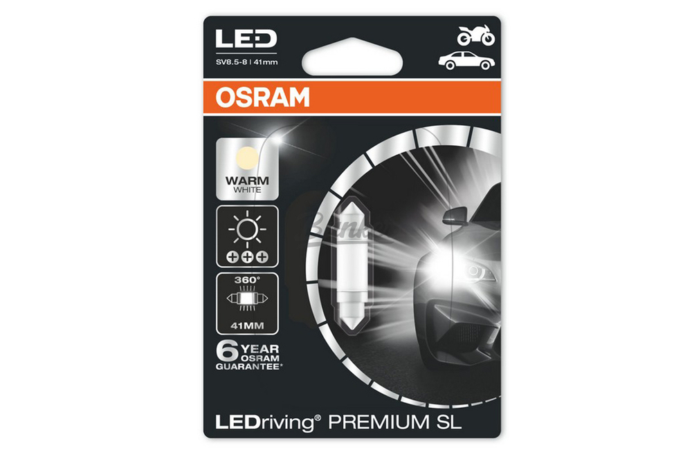 Лампа C5W 12V 1W SV8.5-8 LEDRIVING premium С5W/теплый белый/4000K (41mm) 1 шт.