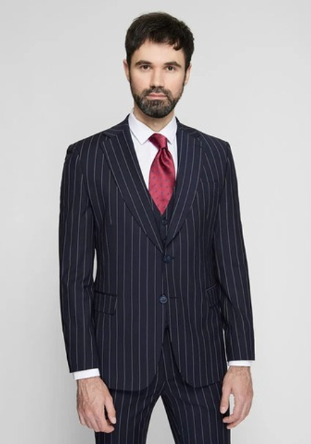 Мужской классический костюм тройка (темно-синий) Б41