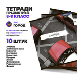 Набор предметных тетрадей 48 листов, 10 штук, Alingar, со справочным материалом, скрепка, мелованный картон, серия "Город"