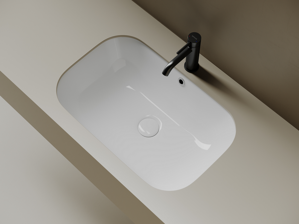 Раковина встраиваемая снизу Ceramicanova Era, c отверстием слива - перелива, 610x405x190мм, белый, арт.CN15007