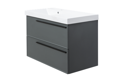 Тумба с раковиной La Fenice Elba Grigio Twin 90 см FNC-01-ELB-G-90-2 левая, серо-зеленая матовая