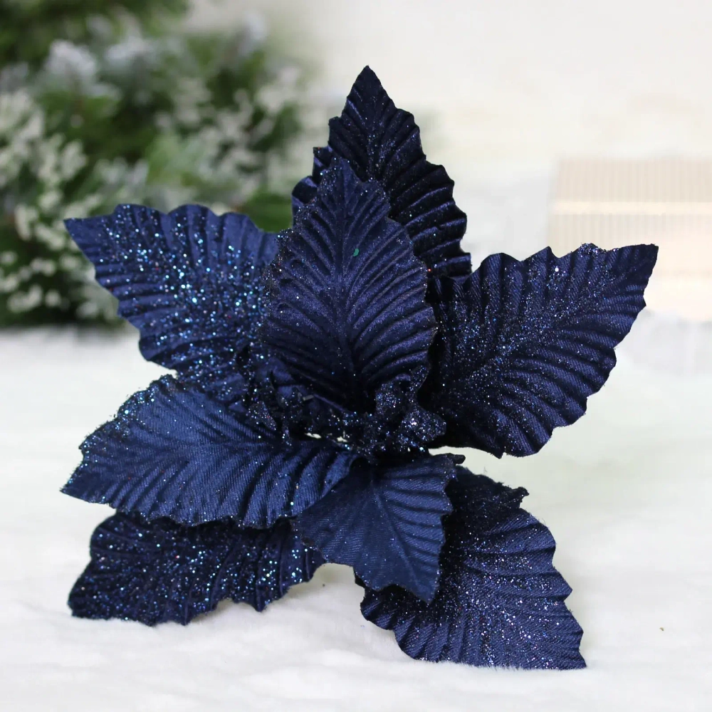 Украшение новогоднее «Пуансеттия - Вечер» 25 см, Сапфир