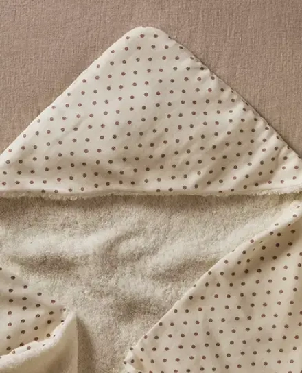 ZARA HOME ДЕТСКОЕ МЯГКОЕ ПОЛОТЕНЦЕ С КАПЮШОНОМ С ЦВЕТОЧНЫМ УЗОРОМ, ЖЕЛТОВАТО-БЕЛЫЙ