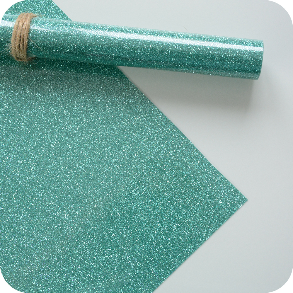 Термотрансферная пленка с глиттером, цвет морская волна, размер отреза 25*25см