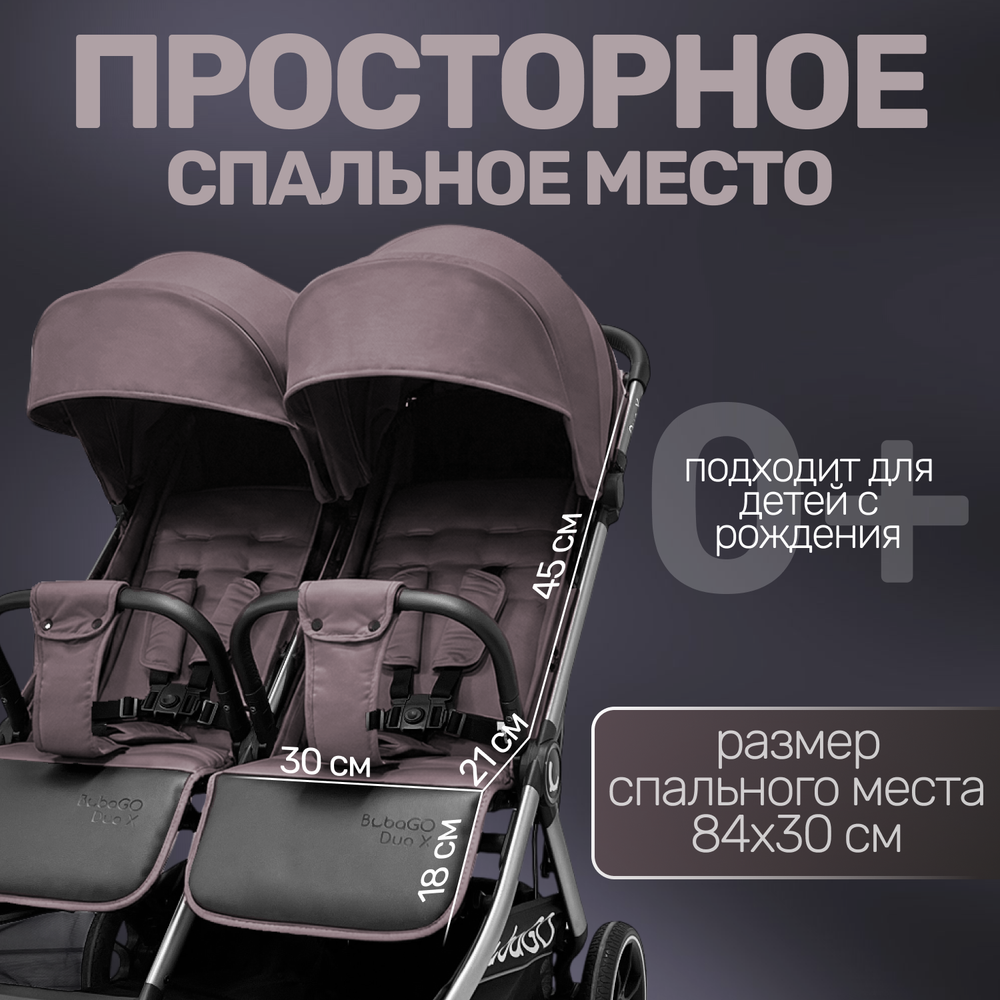 Прогулочная коляска для двойни BubaGO DUO X