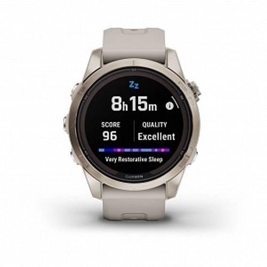 Умные часы FENIX 7S PRO Sapphire Solar золотистый корпус со светло-песочным ремешком